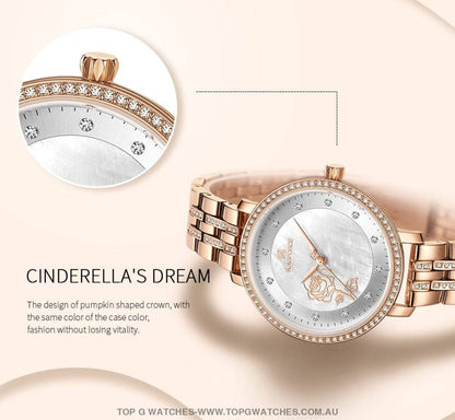 Blooming Rose Jewel RoseGold Elegant Naviforce Design Ladies Bracelet Watch - Top G Watches