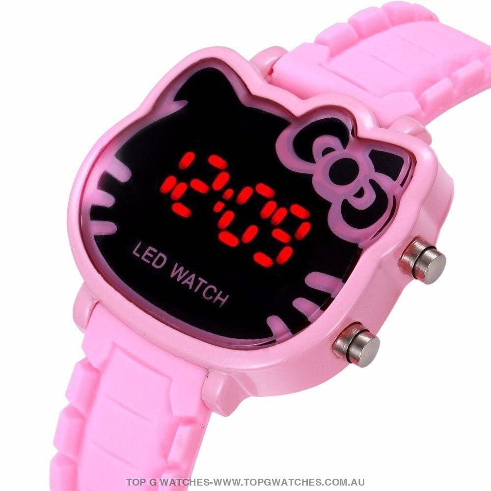 New Cute Kitty Cartoon Dial LED Digital Display Wristwatch - Top G Watches