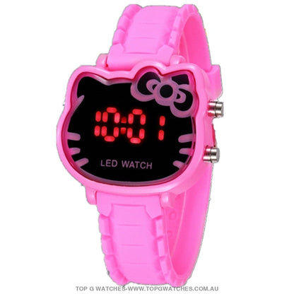 New Cute Kitty Cartoon Dial LED Digital Display Kid's Wristwatch - Top G Watches