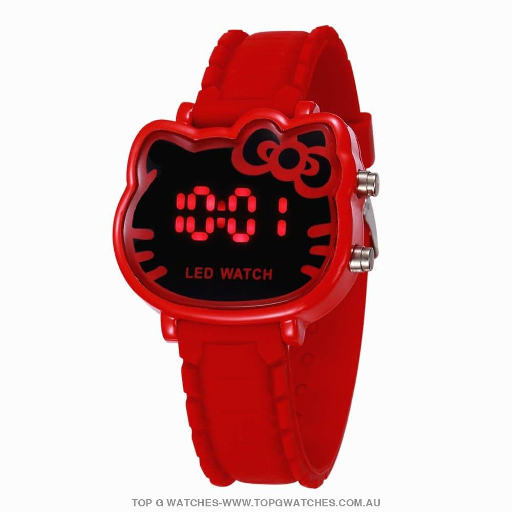 New Cute Kitty Cartoon Dial LED Digital Display Wristwatch - Top G Watches