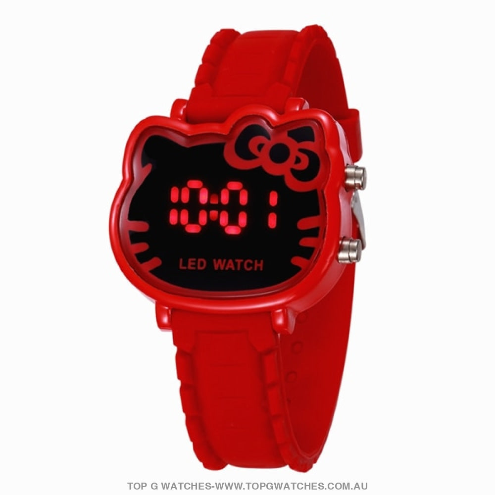 New Cute Kitty Cartoon Dial LED Digital Display Kid's Wristwatch - Top G Watches