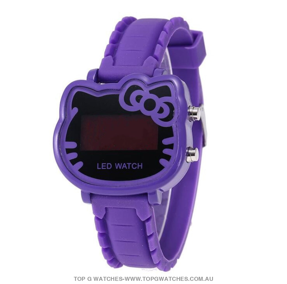New Cute Kitty Cartoon Dial LED Digital Display Kid's Wristwatch - Top G Watches