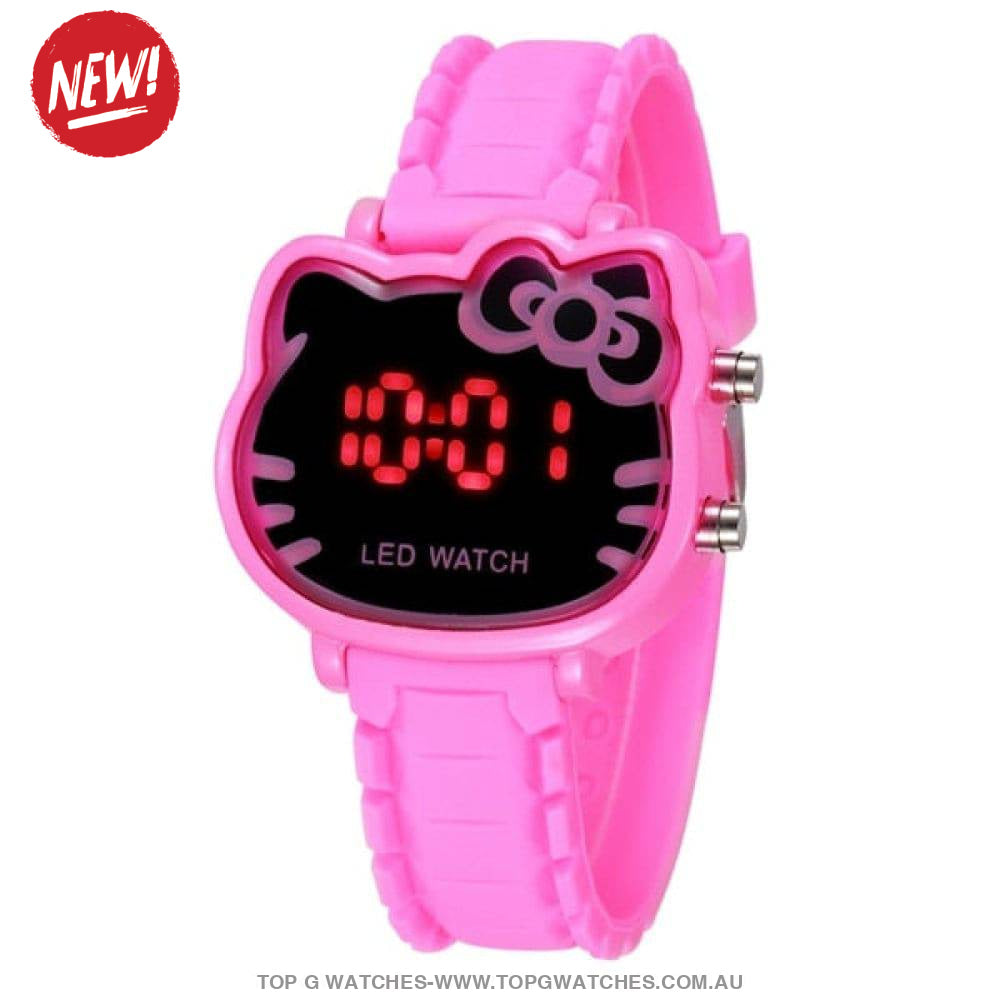 New Cute Kitty Cartoon Dial LED Digital Display Wristwatch - Top G Watches