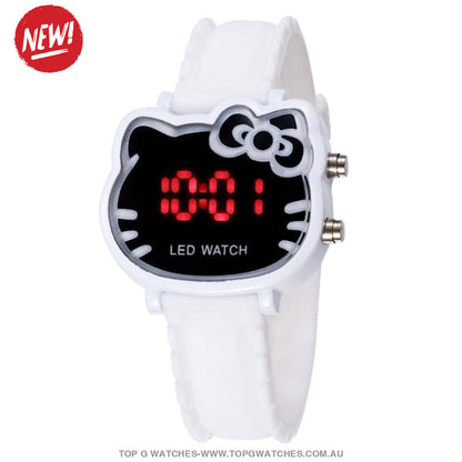 New Cute Kitty Cartoon Dial LED Digital Display Wristwatch - Top G Watches