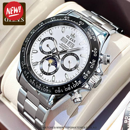 New OLEVS Automatic Mechanical Self Wind Luminous Chronograph Wristwatch - Top G Watches