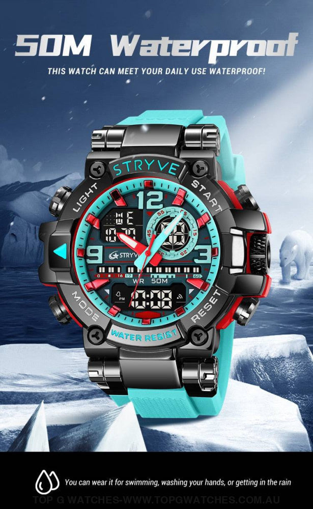 New Sports Model Luxury Stryve Digital-Analog Dual Waterproof Sports Watch - Top G Watches