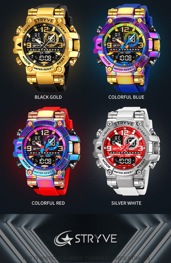 New Sports Luxury Stryve Digital-Analog Dual Waterproof Sports Watch - Top G Watches