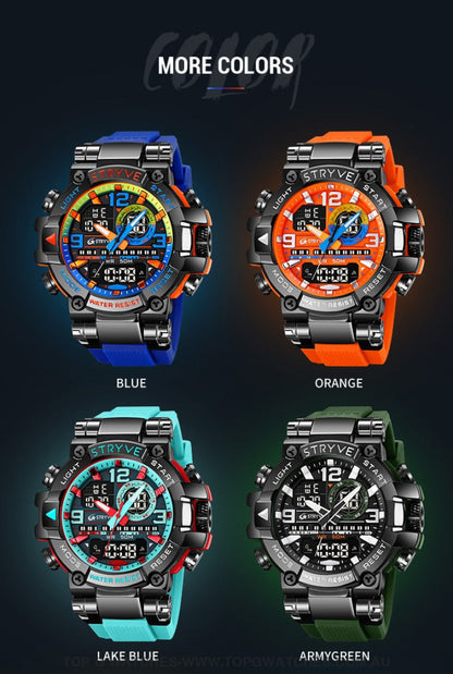 New Sports Luxury Stryve Digital-Analog Dual Waterproof Sports Watch - Top G Watches