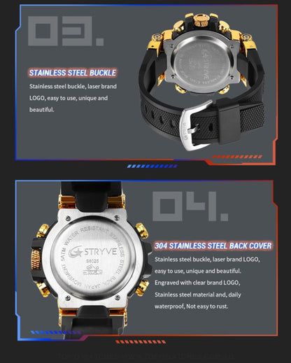 New Sports Luxury Stryve Digital-Analog Dual Waterproof Sports Watch - Top G Watches