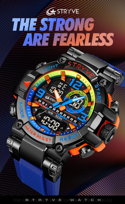 New Sports Luxury Stryve Digital-Analog Dual Waterproof Sports Watch - Top G Watches