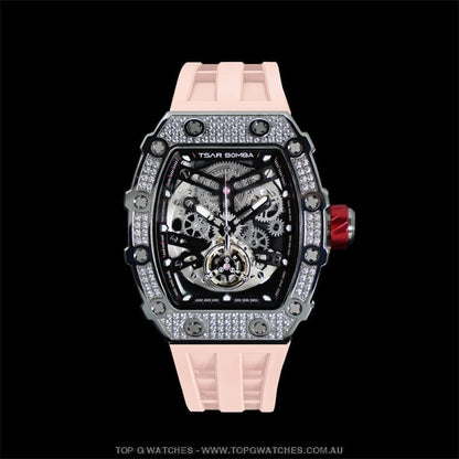 Official TSAR Bomba Automatic Luxury Diamond Finish Waterproof Watch TB8208D - Top G Watches