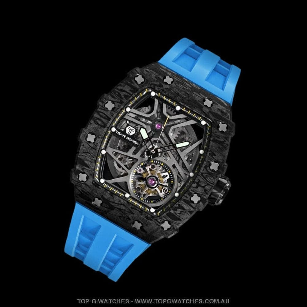 Official TSAR Bomba Automatic Mechanical Luxury Carbon Fiber Watch TB8209CF - Top G Watches