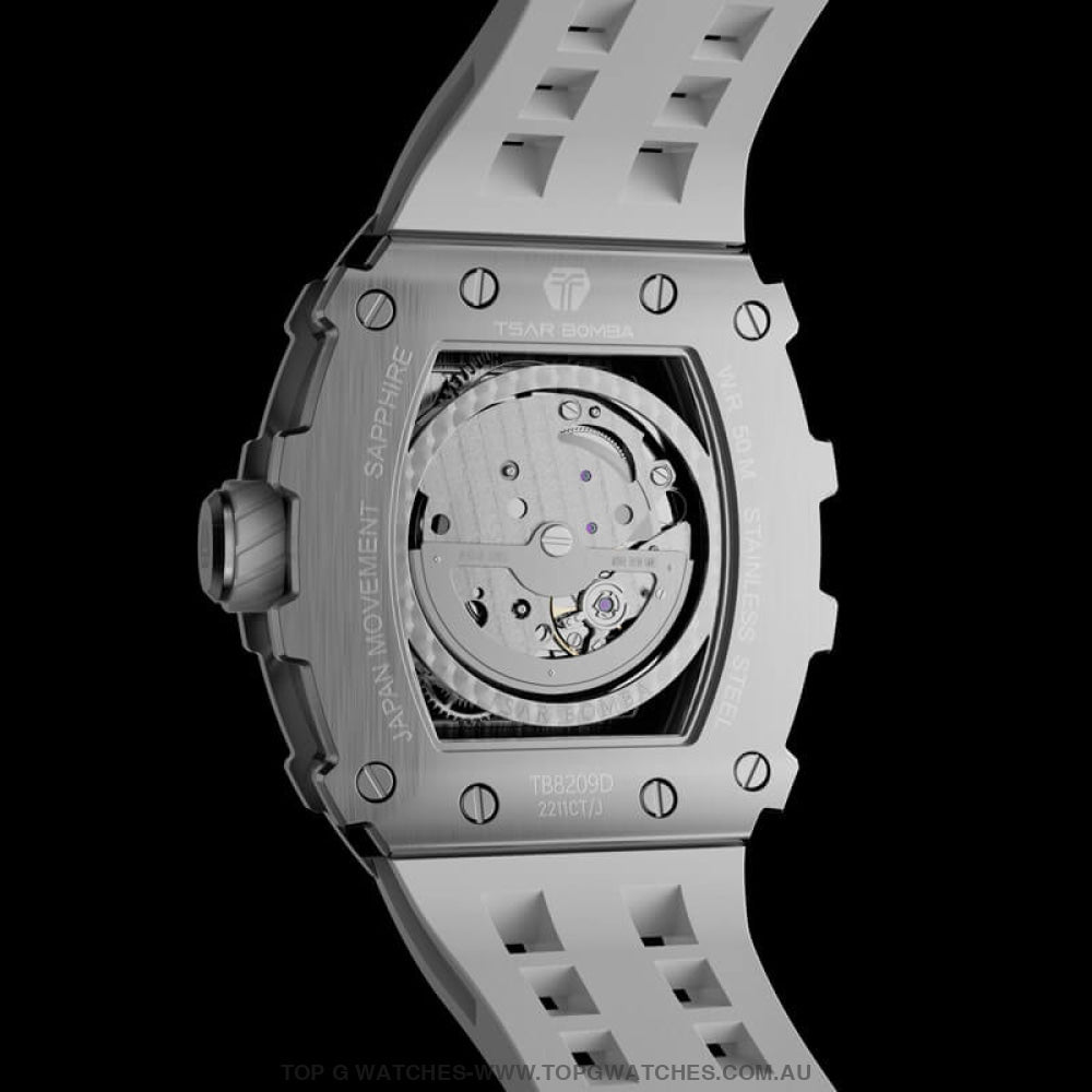 Official TSAR BOMBA Automatic Mechanical Waterproof Diamond Finish Watch TB8209D - Top G Watches