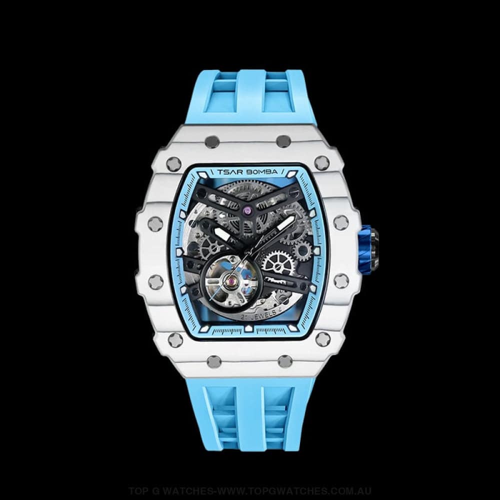 Official TSAR BOMBA Elemental Series Automatic Mechanical Carbon Fibre Watch TB8208CF - Top G Watches