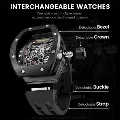 Official TSAR Bomba Interchangeable Automatic Mechanical Watch - TB8218 Two Combo - Top G Watches