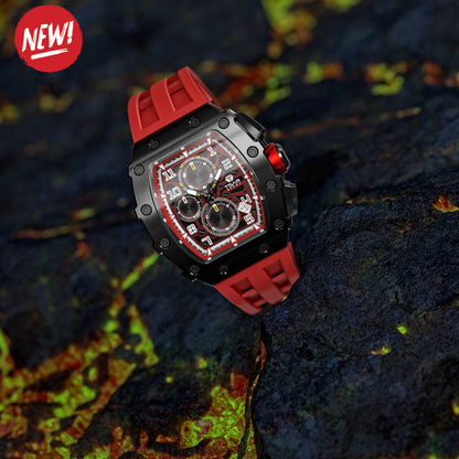 Official TSAR Bomba Watch Quartz Movement Waterproof Watch TB8204Q Black Red - Top G Watches