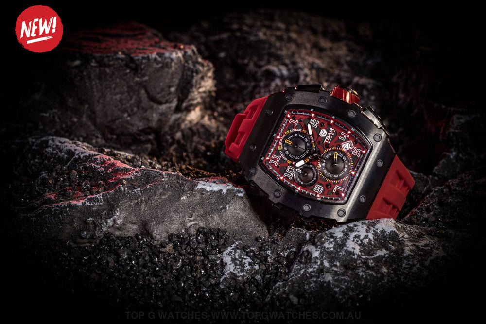 Official TSAR Bomba Watch Quartz Movement Waterproof Watch TB8204Q Black Red - Top G Watches