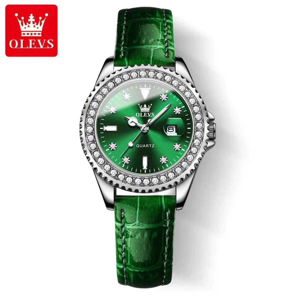 Fashion Diamond Zirconia Dial Quartz-Crystal Waterproof Olevs Ladies Wristwatch - Top G Watches