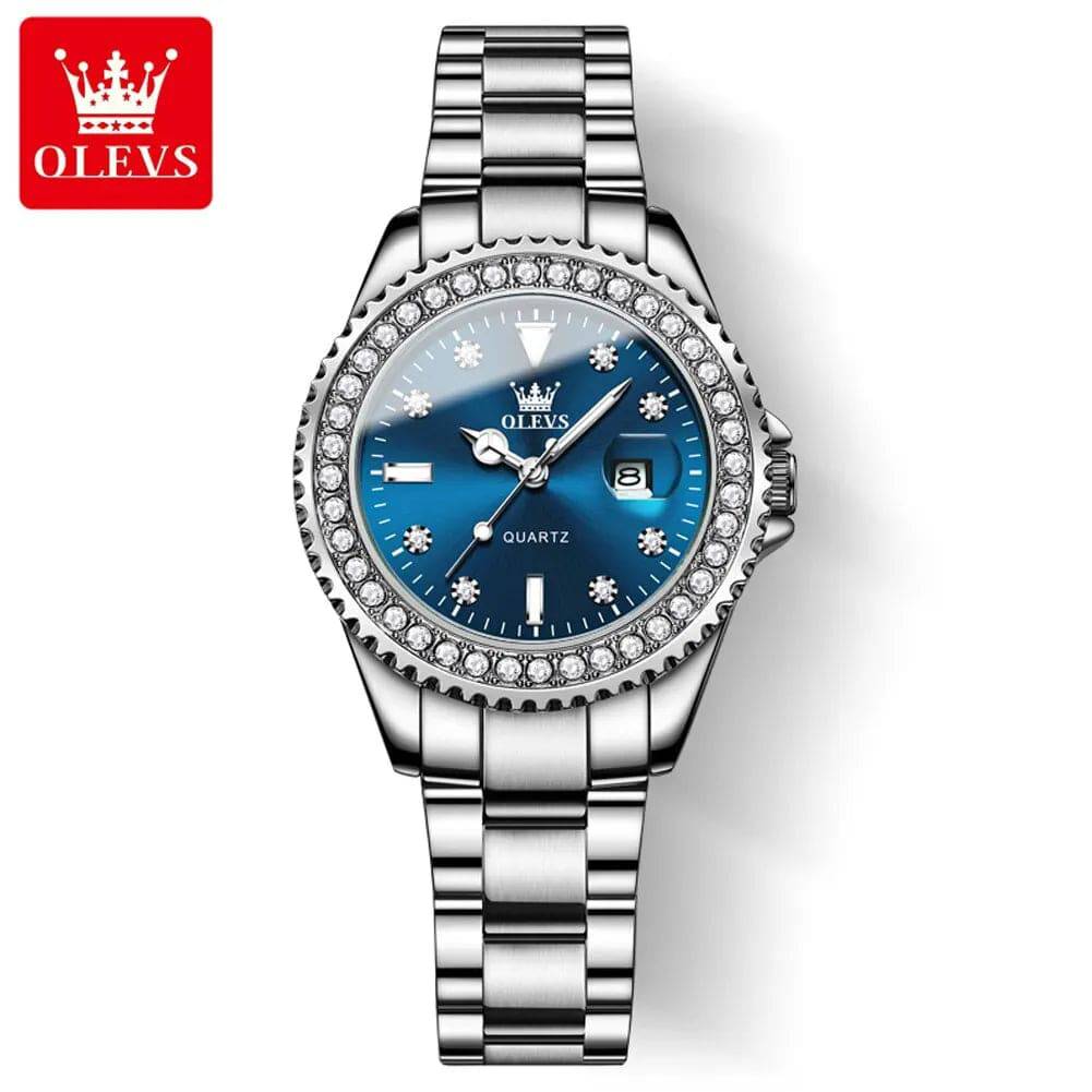 Fashion Diamond Zirconia Dial Quartz-Crystal Waterproof Olevs Ladies Wristwatch - Top G Watches