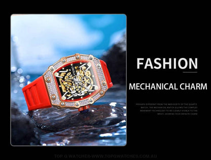 Tonneau Big Diamond Luxury Onola Mechanical Automatic Business Fashion Watch - Top G Watches