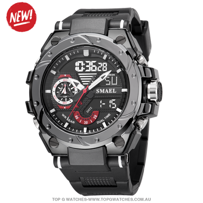 Top Unique Sport SMAEL 50M Waterproof Alarm Dual Digital Quarts 8060 Sport Watch - Top G Watches