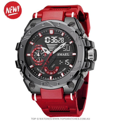 Top G-Sport Smael 50M Waterproof Alarm Dual Digital Quarts 8060 Sport Watch - Top G Watches