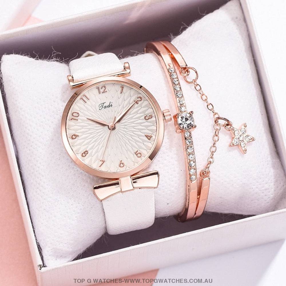 Gold Luxury Quartz Ladies' Fashion Dress Casual Wristwatch & Bracelet Combo Set - Top G Watches