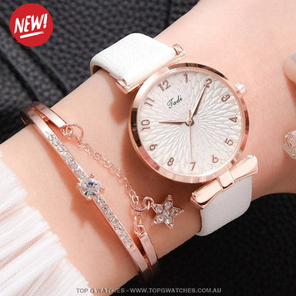 Gold Luxury Quartz Ladies' Fashion Dress Casual Wristwatch & Bracelet Combo Set - Top G Watches