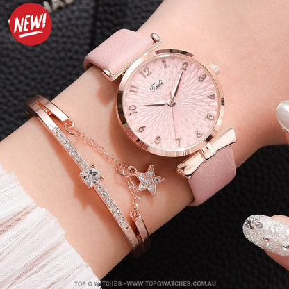 Gold Luxury Quartz Ladies' Fashion Dress Casual Wristwatch & Bracelet Combo Set - Top G Watches