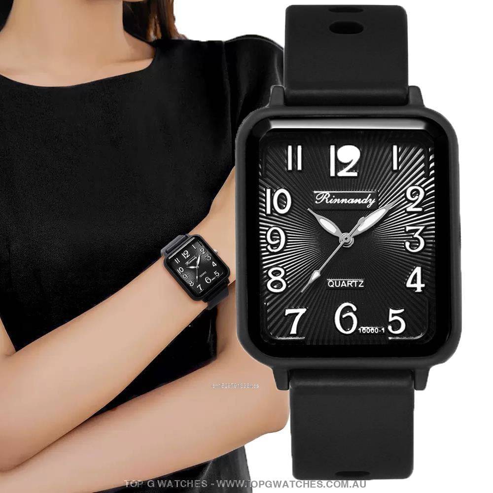 Fashion Hot Lady Rinnandy Leisure Rectangle Digital Quartz Casual Ladies Dress Wristwatch - Top G Watches