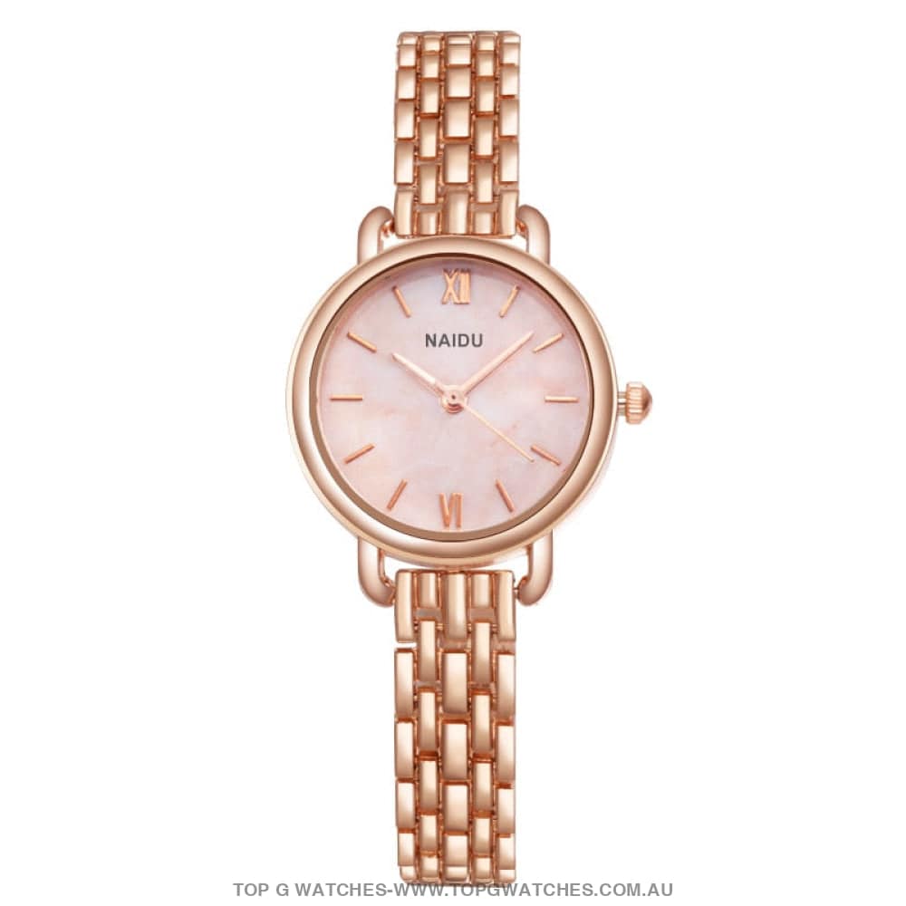 Elegant Naidu Brand Rose Gold Silver Ladie's Bracelet Quartz Watch - Top G Watches