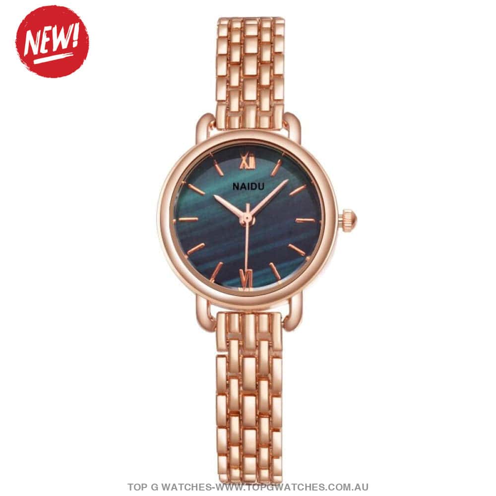 Elegant Naidu Brand Rose Gold Silver Ladie's Bracelet Quartz Watch - Top G Watches