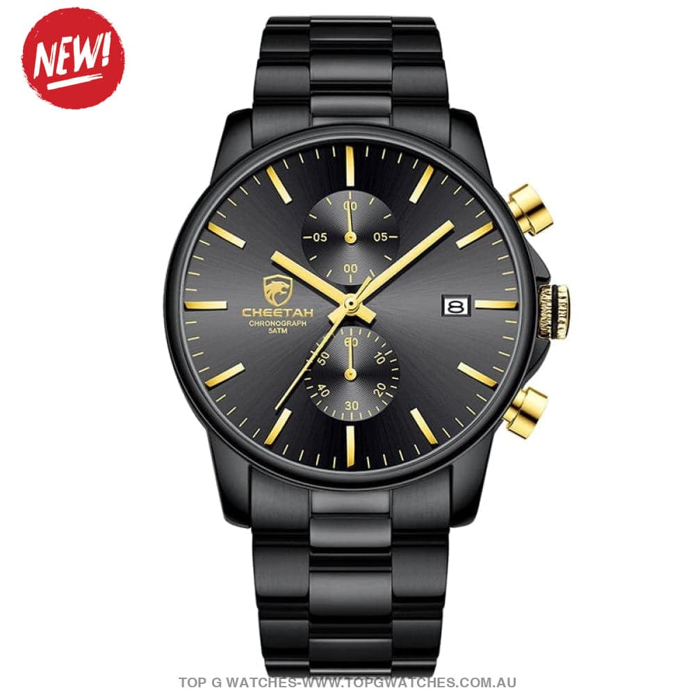 Unique Black Gold Luxury Business Sports Fashion Casual Dress Quartz Watch - Top G Watches