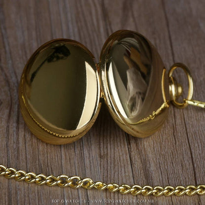 Stylish Gold Trend Fashion Antique Roman Numbers Display Quartz Pocket Chain Watch - Top G Watches