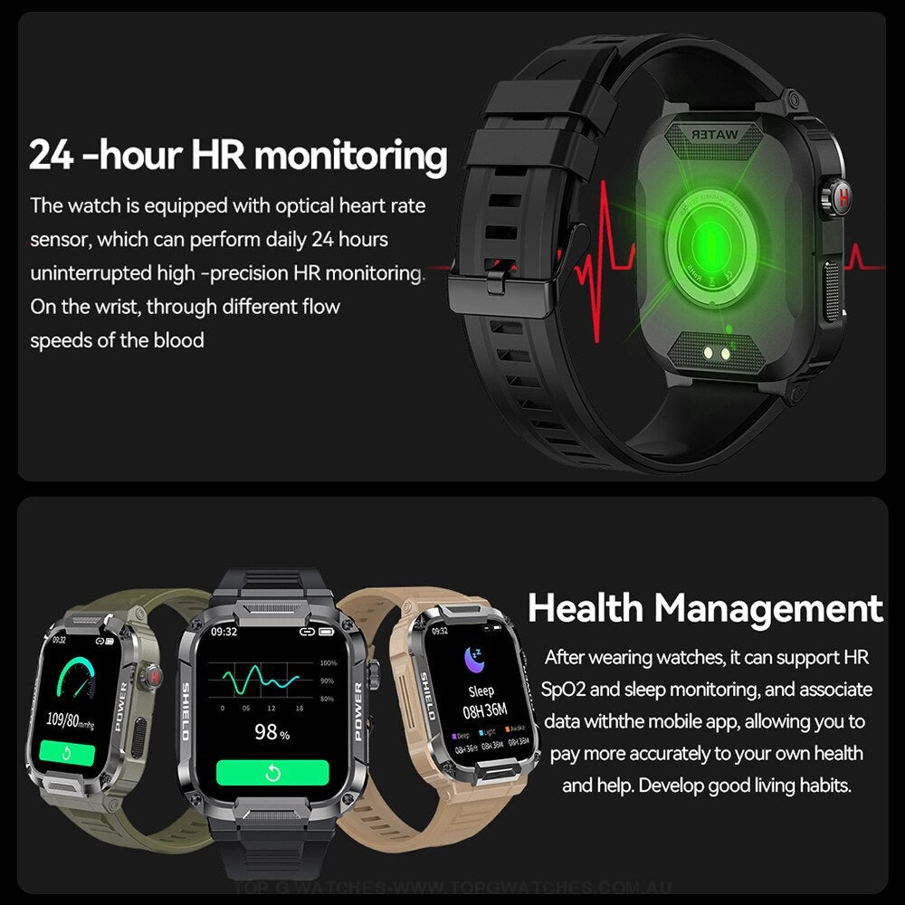 Outdoor Military Tough Bluetooth Android Waterproof Health Fitness Pro V2 Smartwatch Smart Watches