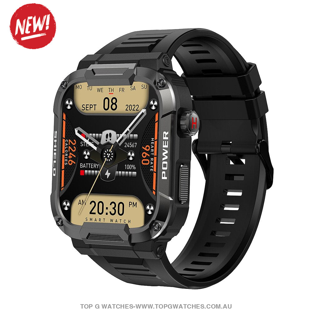 Outdoor Military Tough Bluetooth Android Waterproof Health Fitness Pro V2 Smartwatch Black Smart