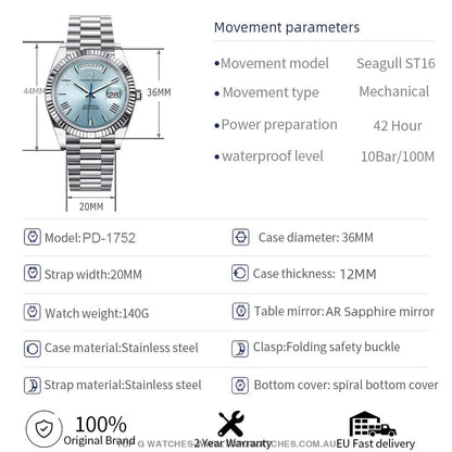 PAGANI DESIGN DD36 Automatic Mechanical Sapphire Glass 10Bar Wristwatch - Top G Watches