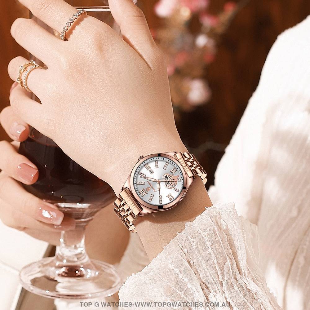 Heart Rose Jewel Gold Poedagar Fashion Waterproof Quartz Ladies' Wristwatch - Top G Watches