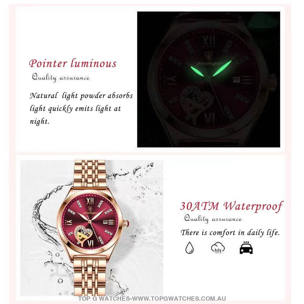 Heart Rose Jewel Gold Poedagar Fashion Waterproof Quartz Ladies' Wristwatch - Top G Watches