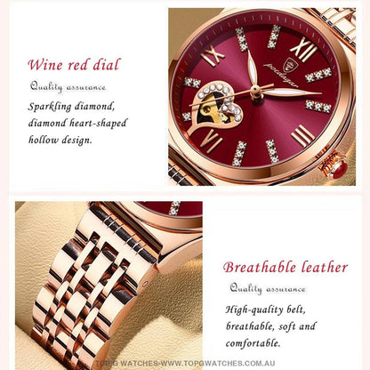 Heart Rose Jewel Gold Poedagar Fashion Waterproof Quartz Ladies' Wristwatch - Top G Watches