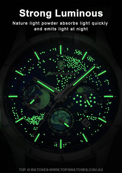 Poedagar Luxury Luminous Sky Background Chronograph Quartz Watch - Top G Watches