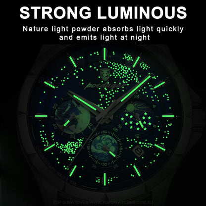 2023 All New Poedagar Luxury Luminous Sky Background Chronograph Quartz Watch Mens Watches