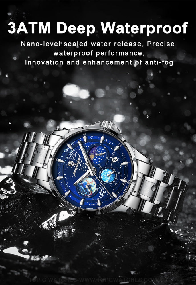 2023 All New Poedagar Luxury Luminous Sky Background Chronograph Quartz Watch Mens Watches