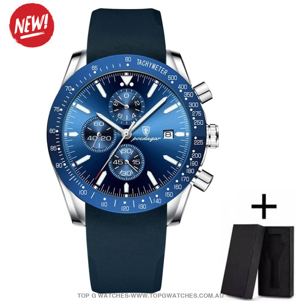 Poedagar Luxury Sport Chronograph Military Waterproof Leather Watch - Top G Watches