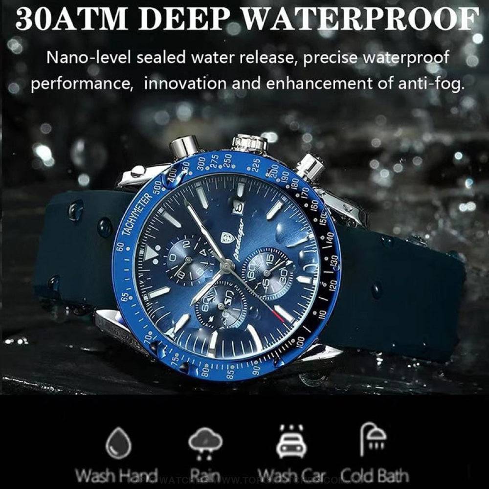 Poedagar Luxury Sport Chronograph Military Waterproof Leather Watch - Top G Watches