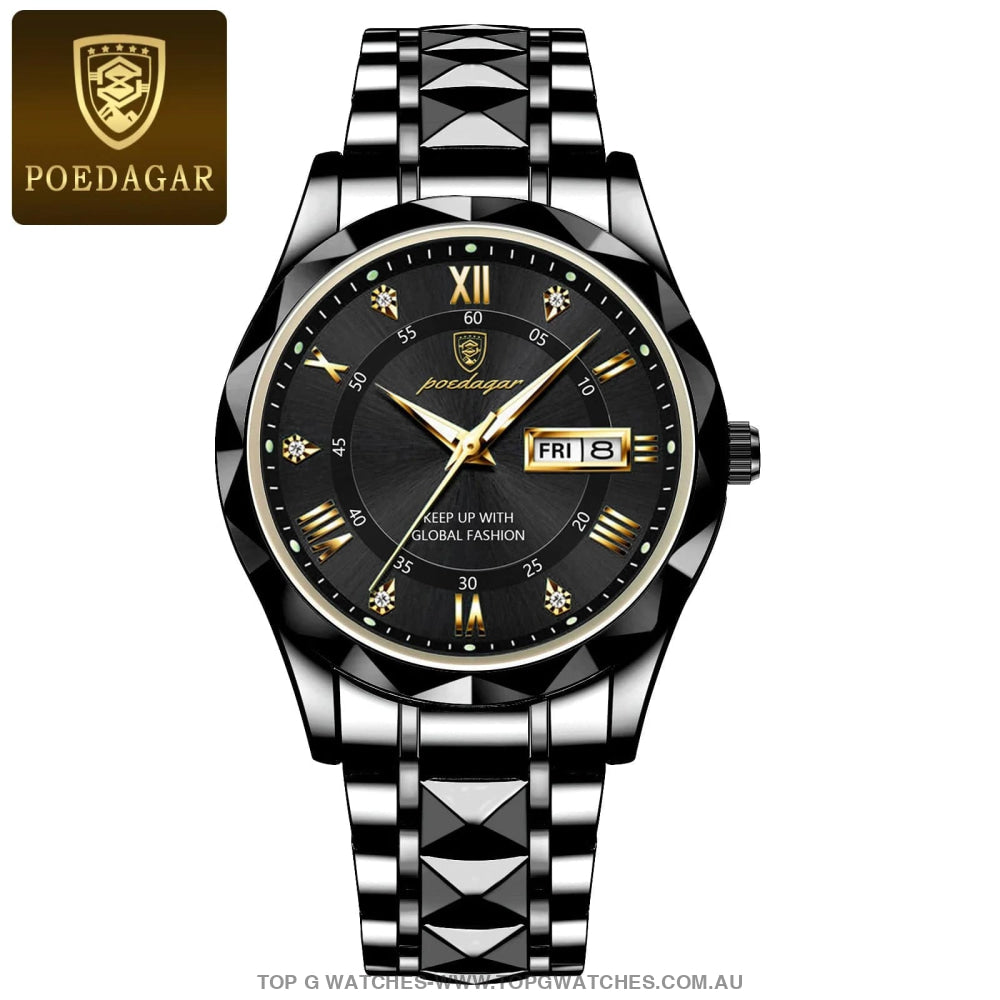 Poedagar Luxury Stainless-Steel Waterproof Fashion Leather Wristwatch - Top G Watches