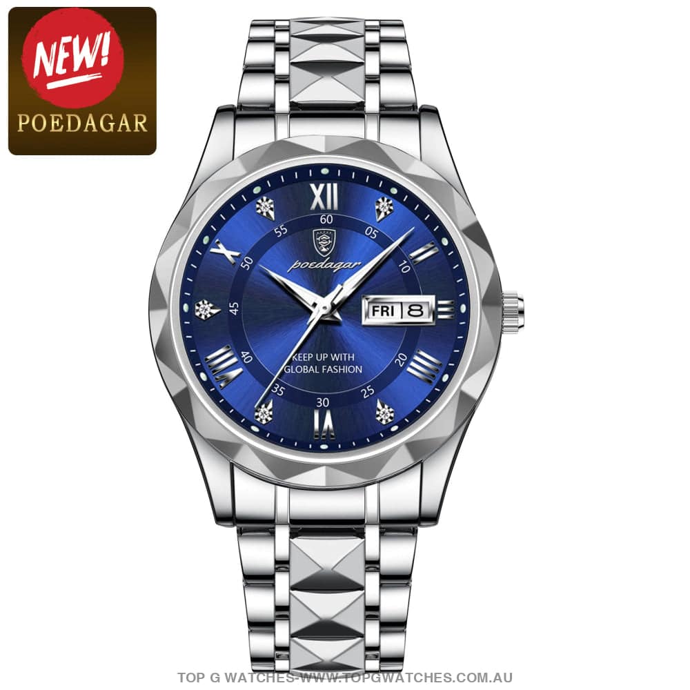 Poedagar Luxury Stainless-Steel Waterproof Fashion Quartz Wristwatch - Top G Watches