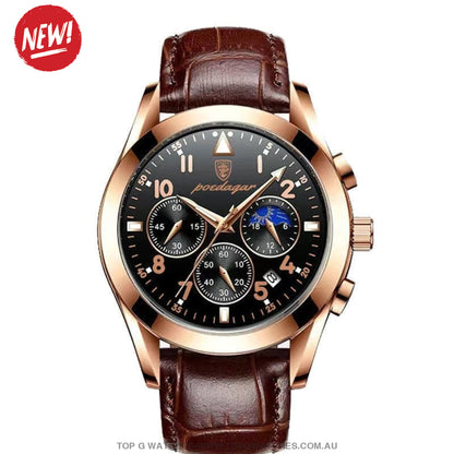 2022 New Poedagar Sport Chronograph Quartz Luxury Full Steel Waterproof Luminous Men's Wristwatch - Top G Watches