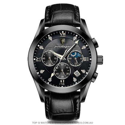 2022 New Poedagar Sport Chronograph Quartz Luxury Full Steel Waterproof Luminous Men's Wristwatch - Top G Watches