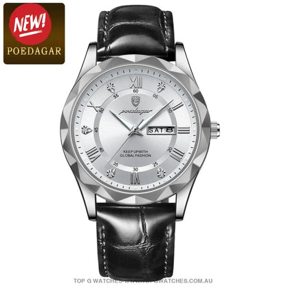 Poedagar Luxury Stainless-Steel Waterproof Fashion Leather Wristwatch - Top G Watches